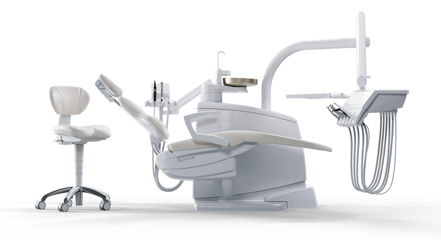 KaVo PHYSIO Evo – pracovná stolička s farebným čalúnením.